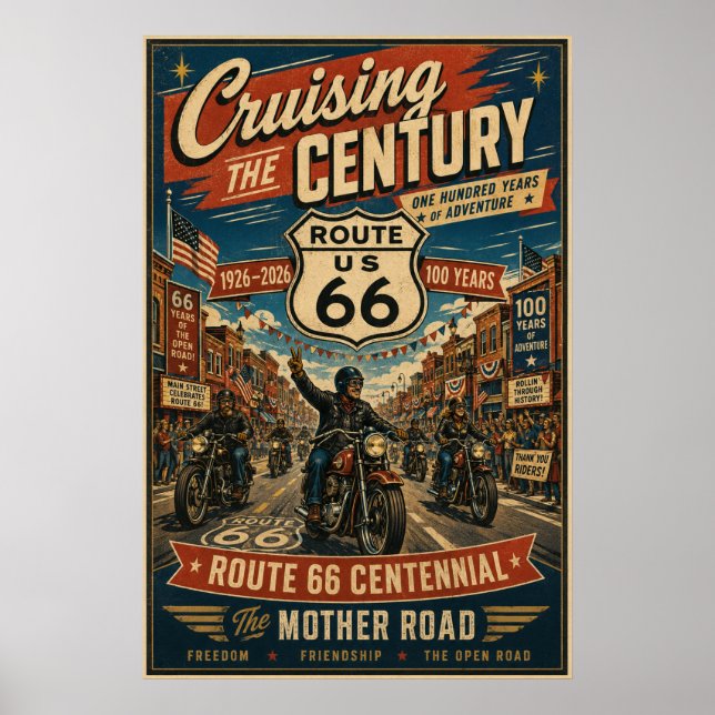 Affiche route 66 Centenaire Biker Main Street (Devant)