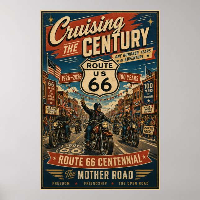 Affiche route 66 Centenaire Biker Main Street (Devant)