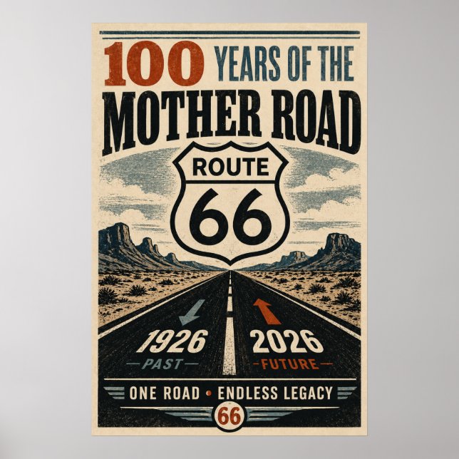Affiche Route 66 Centenaire Canyon du désert vintage (Devant)