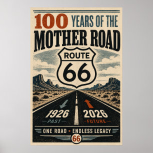 Affiche Route 66 Centenaire Hommage à l'art de l'autoroute