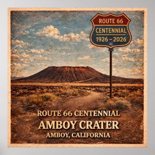 Affiche Route 66 Cratère Amboy Californie