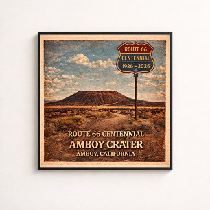 Affiche Route 66 Cratère Amboy Californie
