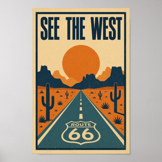 Affiche Route 66 Découvrez l'Ouest Litho (Devant)