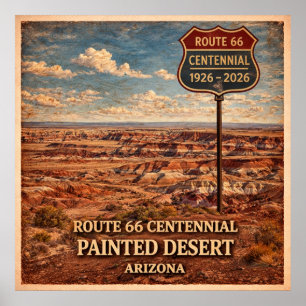 Affiche Route 66 Désert peint Arizona