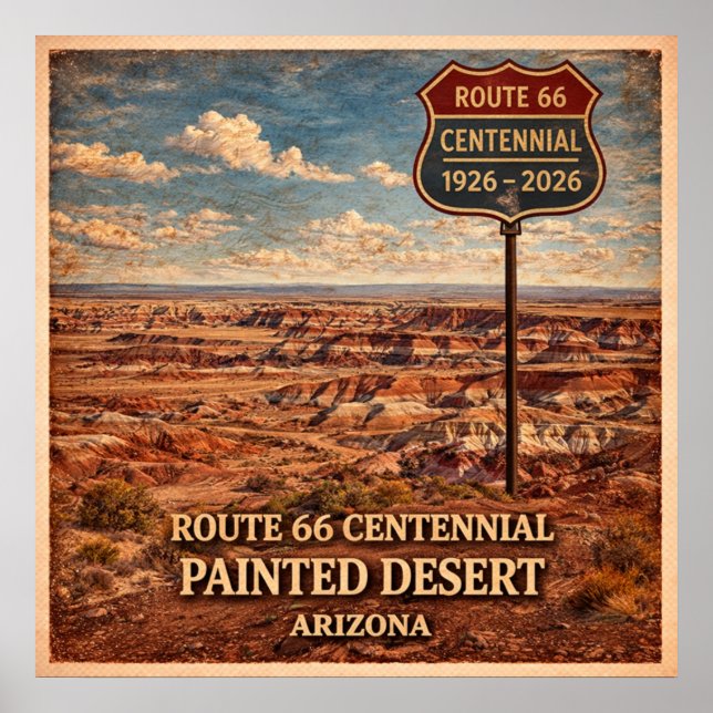 Affiche Route 66 Désert peint Arizona   (Devant)