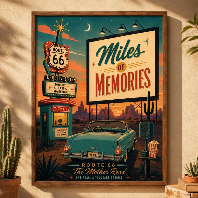 Affiche route 66 Drive In Memories Art du centenaire (Créateur téléchargé)