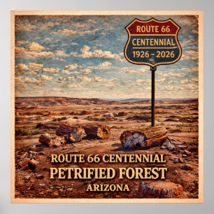 Affiche Route 66 Forêt Pétrifiée Arizona