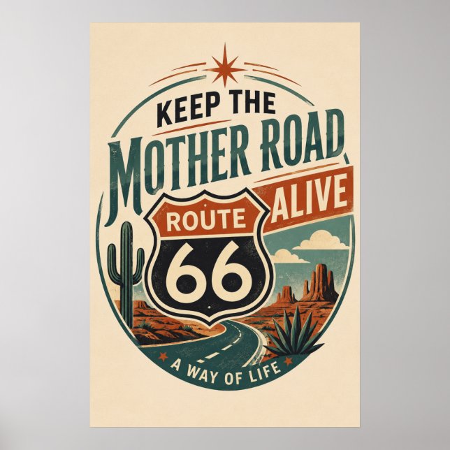 Affiche Route 66 Mother Road Vivante (Devant)