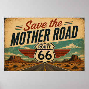 Affiche Route 66 Mother Road Vue du désert