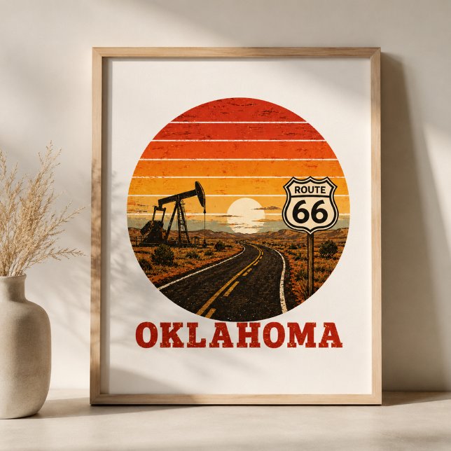 Affiche Route 66 Oklahoma Champ Pétrolifère Sunset Highway (Créateur téléchargé)