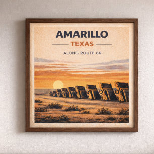 Affiche Route 66 Patrimoine d'Amarillo Texas