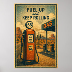 Affiche Route 66 Plein d'essence Désert Drive