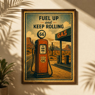 Affiche Route 66 Plein d'essence Désert Drive