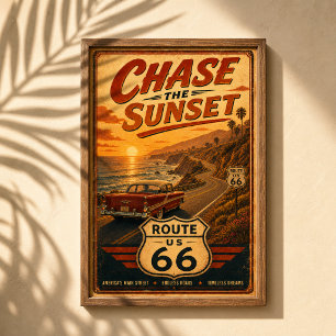 Affiche Route 66 Poursuite de la Route du Crépuscule Art