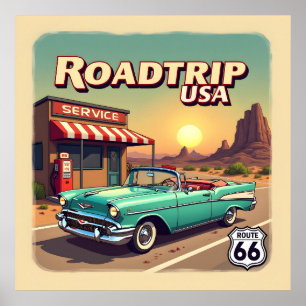 Affiche Route 66 - Retro Pop Art