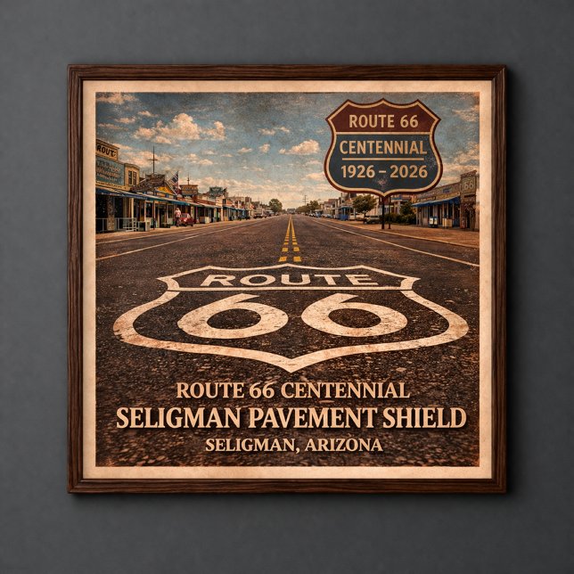 Affiche Route 66 Seligman Pavement Shield (Créateur téléchargé)