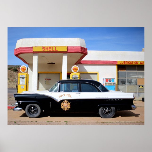 Affiche Route 66 Vintage Car Gare Photo (Devant)