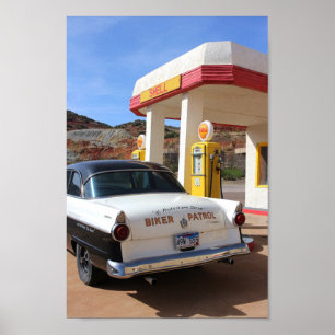 Affiche Route 66 Vintage Car Gare Photo