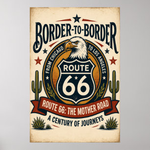 Affiche Route 66 vintage d'un bout à l'autre de l'Amérique