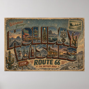 Affiche Route 66 Vœux de Fêtes Murales