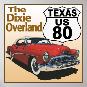 Affiche Route 80 du Texas - Les îles Dixie