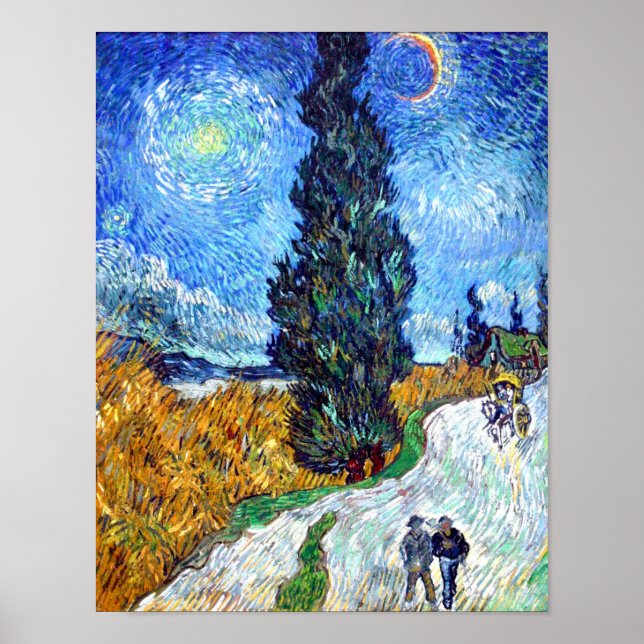 Affiche Route avec Cypress et Star (1890) Vincent Van Gogh (Devant)