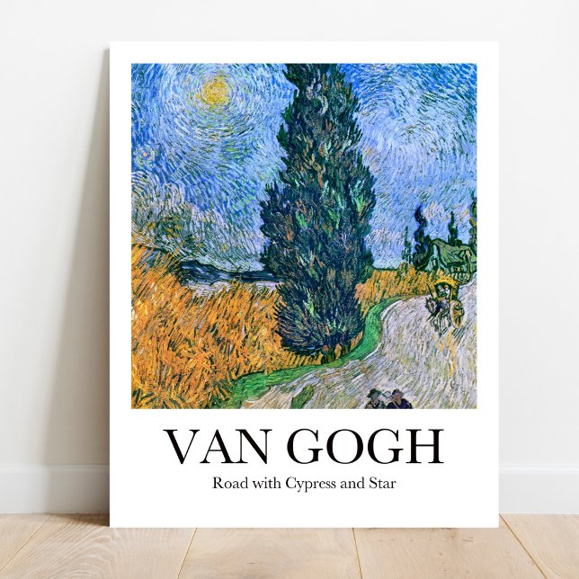 Affiche Route avec Cypress et Star par Vincent van Gogh (Starry Night Journey: Van Gogh's "Road with Cypress & Star." High-quality poster)