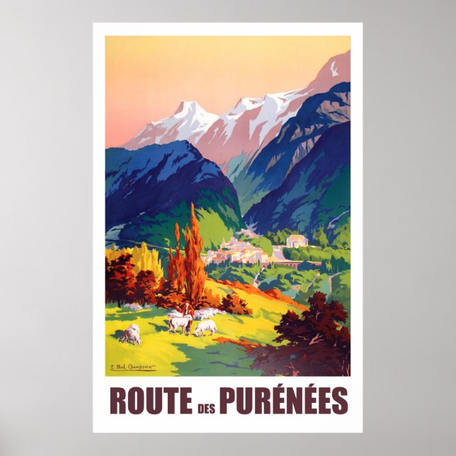 Affiche Route dans les Pyrénées, France (Devant)
