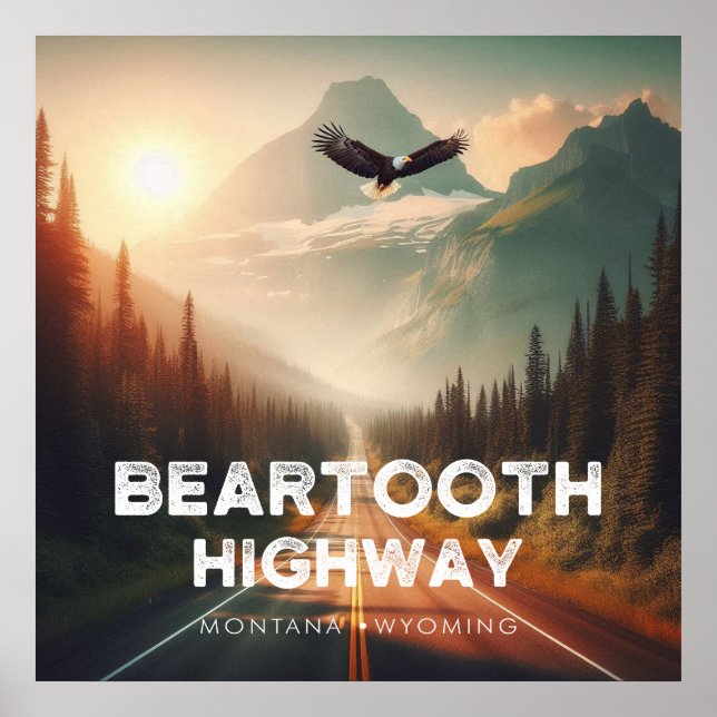 Affiche Route de Beartooth Montana Wyoming Aigle (Devant)