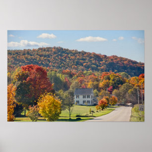 Affiche Route de campagne à New York en automne