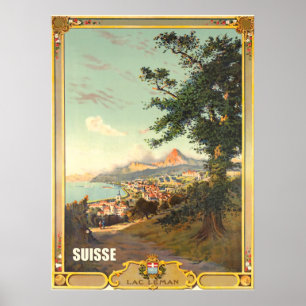 Affiche Route de campagne près du lac Léman, Suisse