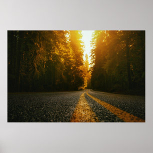Affiche Route de coucher du soleil