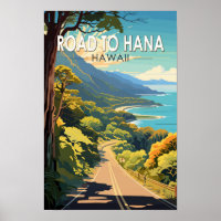 Route de Hana Maui Hawaii Voyage Art Rétro