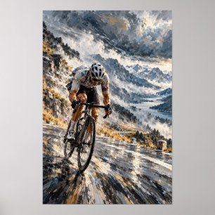 Affiche Route de Montagne Cyclisme Paysage Alpin Dramatiqu
