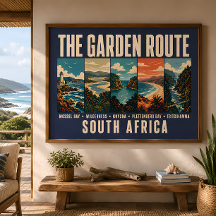 Affiche Route du jardin illustration vintage Afrique du Su