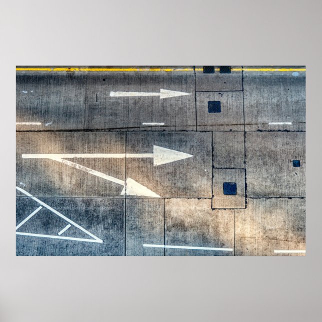 Affiche Route en béton avec direction fléchée peinte (Devant)