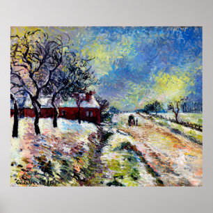 Affiche Route Enneigée avec maison, environs d'Éragny 1885