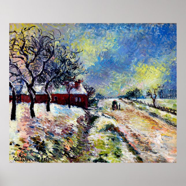 Affiche Route Enneigée avec maison, environs d'Éragny 1885 (Devant)