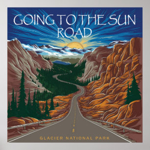 Affiche Route Going To The Sun Vue Montana