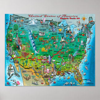 Affiche Route historique 66 USA