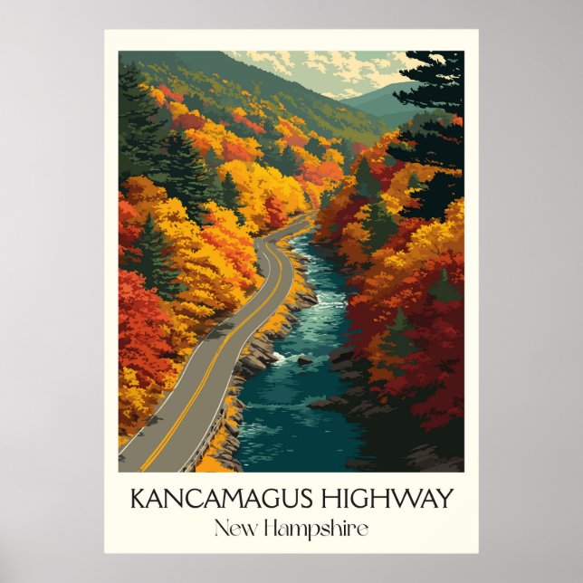 Affiche Route Kancamagus NH Promenade Automnale (Devant)