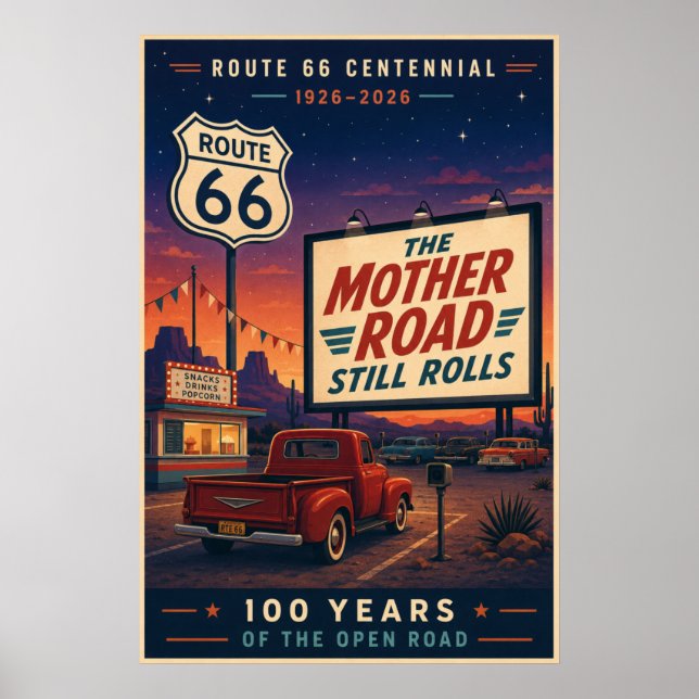 Affiche Route Rétro 66 Centennial Drive In (Devant)