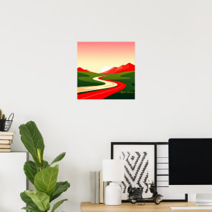 Affiche Route sinueuse vers le soleil
