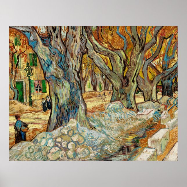 Affiche Route Van Gogh Ravaudeurs d'automne Platanes (Devant)
