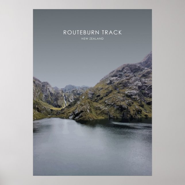 Affiche Routeburn Track, Nouvelle-Zélande Illustration de  (Devant)