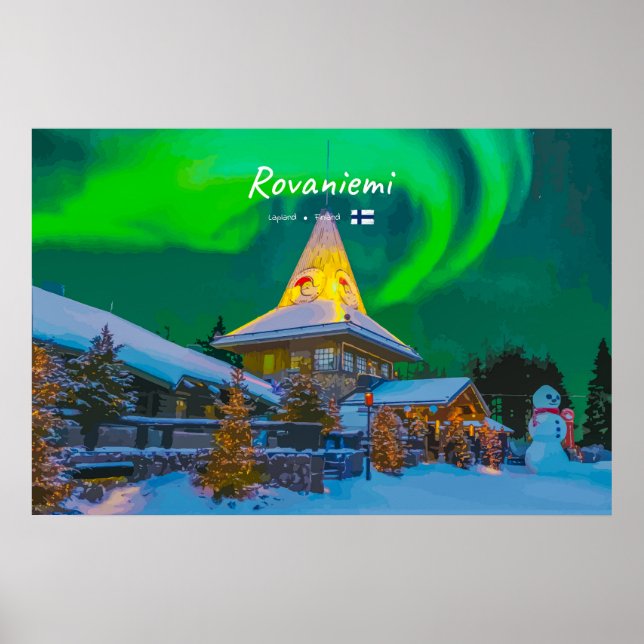 Affiche Rovaniemi, Finlande - Aurore magique (Devant)