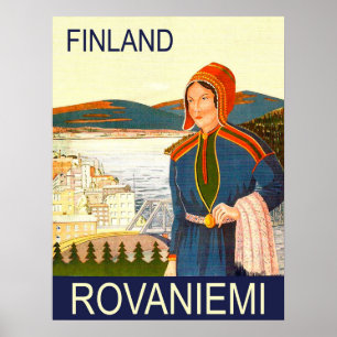 Affiche Rovaniemi, Finlande, femme sur la côte