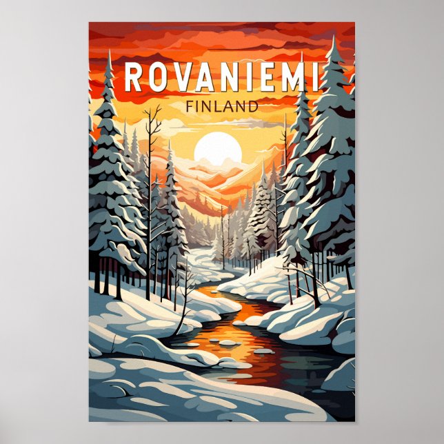 Affiche Rovaniemi Finlande Travel Art Vintage (Devant)