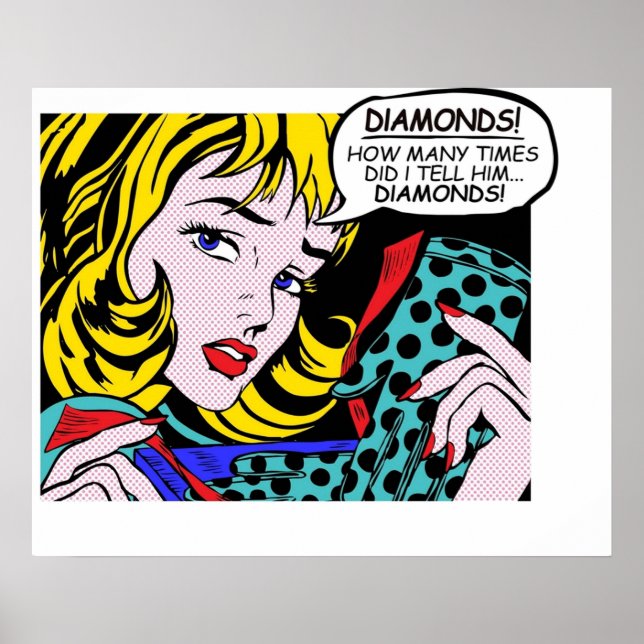 Affiche Roy Lichtenstein Comic Art - Fille avec gants (Devant)