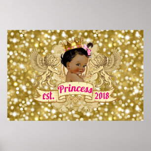 Affiche Royal African Princess Pink Gold Parties scintilla